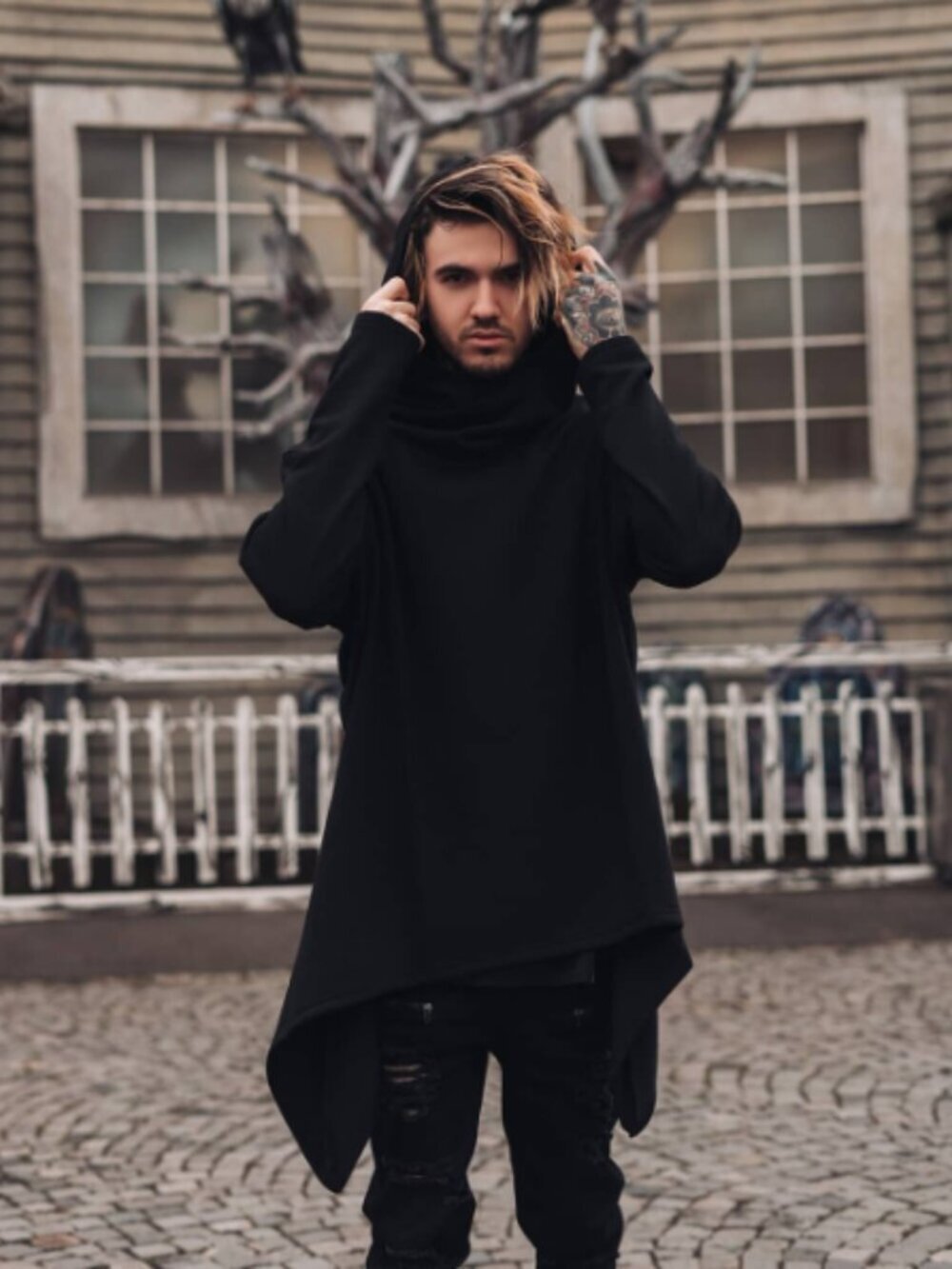 NEW Killstar Draco Cowl Neck Long Sleeve Black Hoodie Goth Unisex Sweater XS
